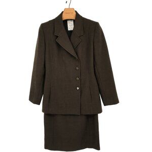 Harve Benard Women's Wool Skirt Suit Set Brown blazer jacket Size 10  40M